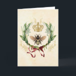 Cartão Rainha Botânica Moderna Vintage<br><div class="desc">Modern Vintage Botanical Queen Bee Bee Honey Bee INseto inseto de mel, folhagem retrô elegante, jardim botânico buquê floral floral, folha floral primavera de Verão, luxo ilustrativo de desenho de aquarela, néctar de rainha da arte coroa, beleza bonita de buzz, flor da asa amarela, natureza da melada de ouro, inseto...</div>