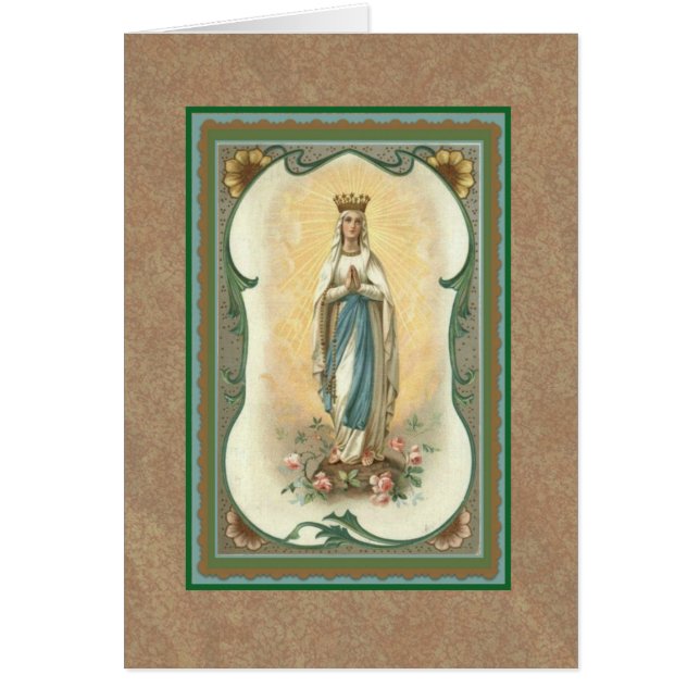 Cartão Rainha da oração a mais santamente do rosário (Frente)