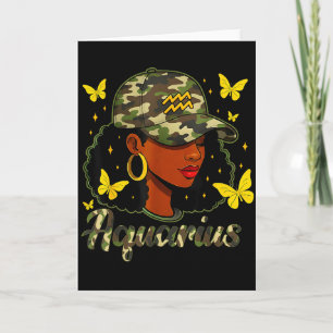 Cartão Rainha de Aquário Mulher Negra Camuflagem Chapéu A