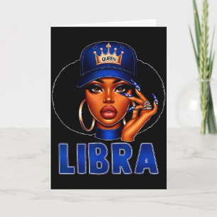 Cartão Rainha de Libra Mulher Negra Com Coroa de Touca Ga