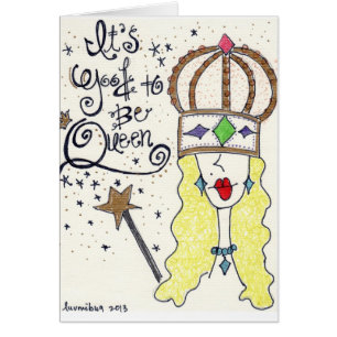 Cartão "Rainha" de minha arte original do "party girl"
