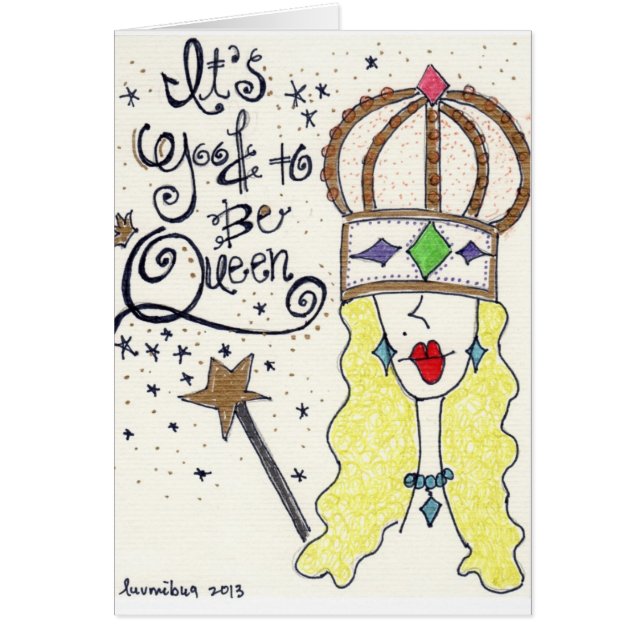 Cartão "Rainha" de minha arte original do "party girl" (Frente)