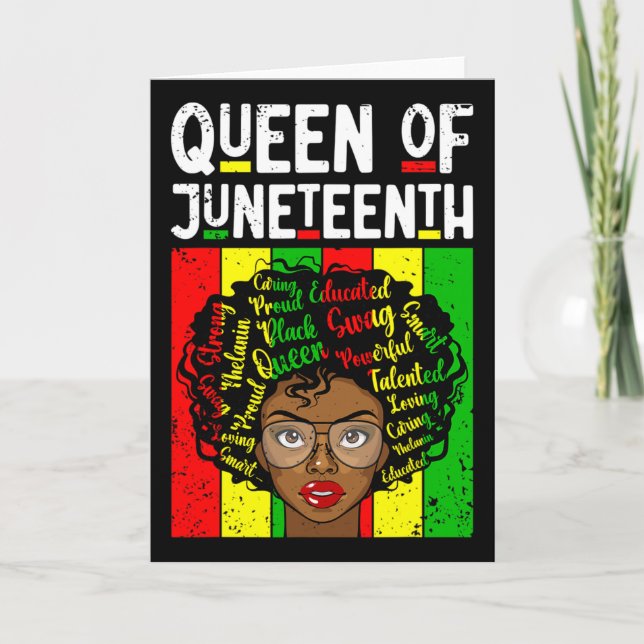 Cartão Rainha do Mês da História Negra Juneteenth Melanin (Frente)