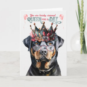 Cartão Rainha do Rottweiler Cachorro por um Dia Aniversár