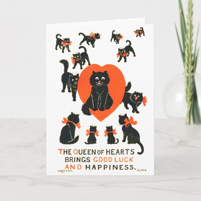 Cartão Rainha dos Corações, Louis Wain (Frente)