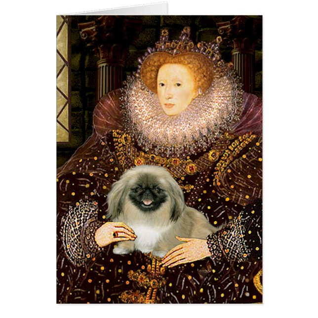 Cartão Rainha Elizabeth I - Pékinese (Frente)