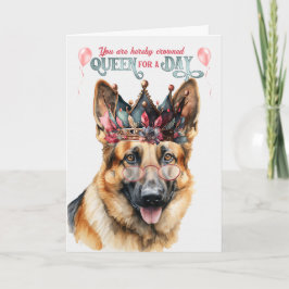 Cartão Rainha german shepherd para um aniversário engraça