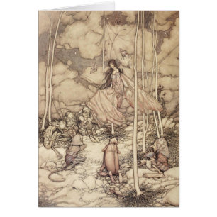 Cartão Rainha Leiteira com Criaturas com Tonalidade Sépia