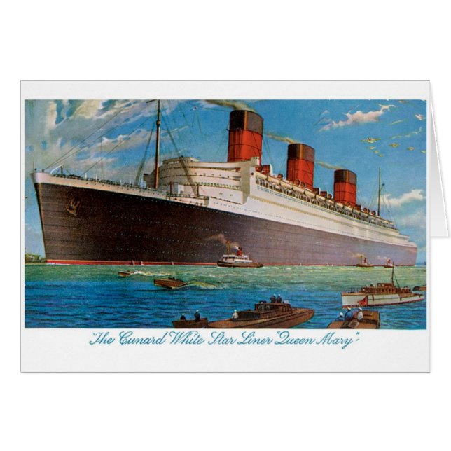 Cartão Rainha Mary da Cunard White Star Line (Frente Horizontal)