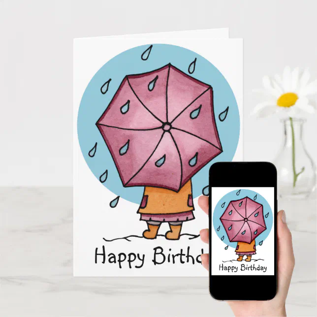 Cartão Rainy Days Birthday Personalizado