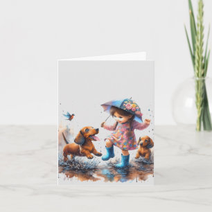 Cartão Rainy Days Dachshund (transferível)