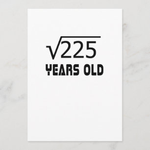 Cartão Raiz quadrada de 225 15 anos aniversário velho do