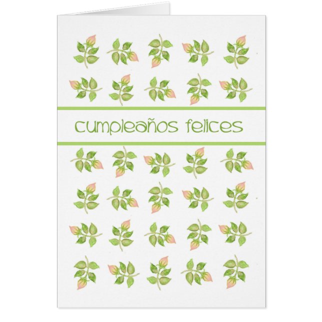 Cartão Raízes de Rosa bonito - Língua Espanhola Aniversár (Frente)