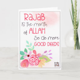 Cartão Rajab - Bênçãos do Mês Santo -Design Floral