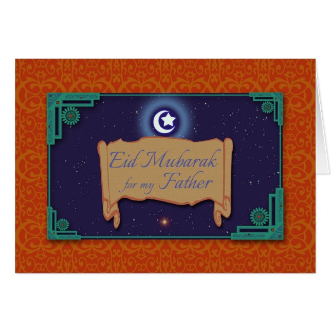 Cartão Ramadan Eid Mubarak saúda o pai (Frente Horizontal)