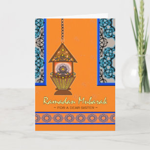 Cartão Ramadan Mubarak for Sister, Fanoos Lantern