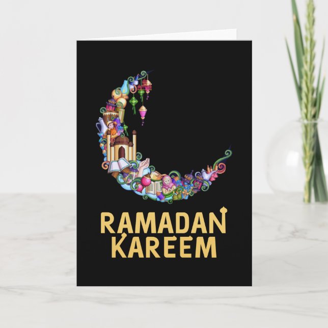Cartão Ramadão Kareem Mubarak Jejum Lua (Frente)