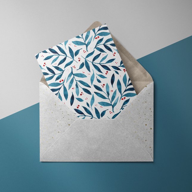 Cartão Ramais bonito de aquarelas - turquesa e vermelho (Criador carregado)