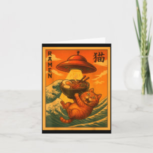 Cartão Ramen de gato OVNI engraçado anime japonês homens 