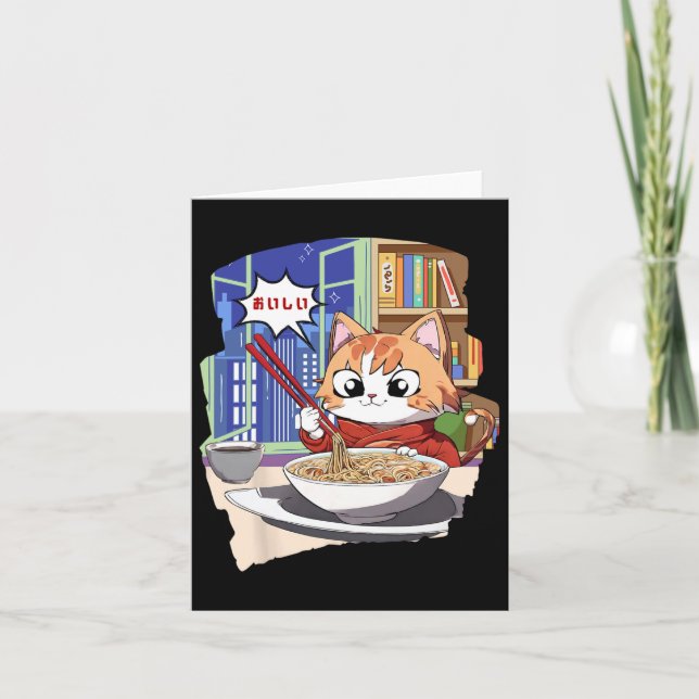 Cartão Ramen Kawaii Cat Anime (Frente)