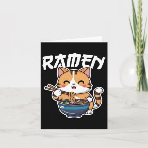 Cartão Ramen Noodle Neko Cat Japonês Kawaii Manga Anime