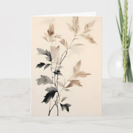 Cartão Ramificação de Árvore de Tinta e Lave com Dia de a