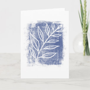 Cartão Ramo Branco sobre Desenho de Aquarela Azul
