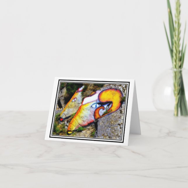 Cartão Rams! Rock Art Perto de Orgosolo, Sardenha (Frente)