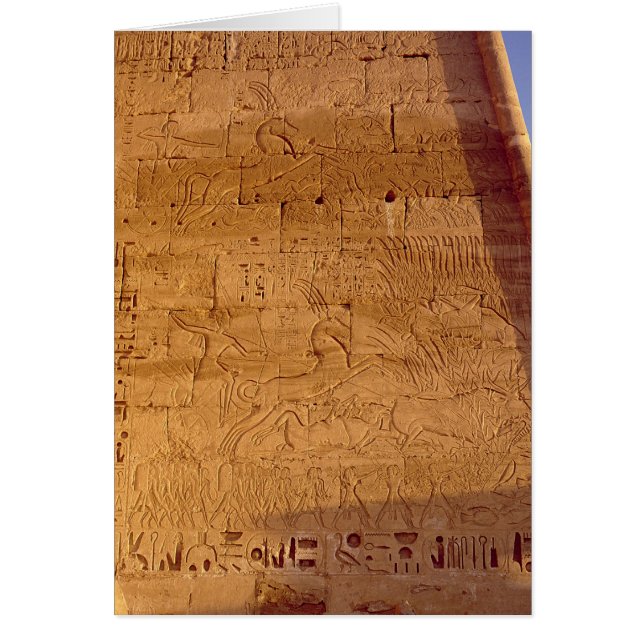 Cartão Ramsés III caçando touros selvagens (Frente)