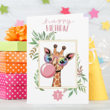Rapariga Aniversário Girafa Rainbow Glass Cupa