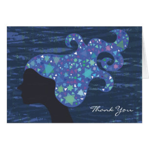 Cartão Rapariga com estrelas no cabelo Mitzvah Obrigado