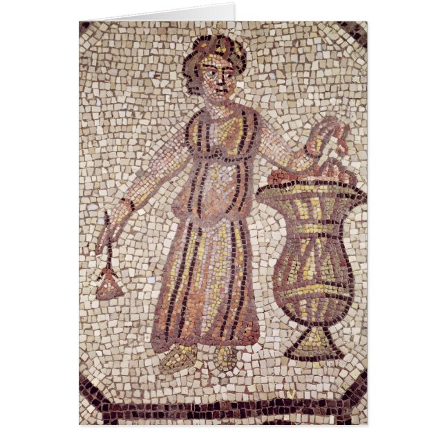 Cartão Rapariga com flores (Frente)