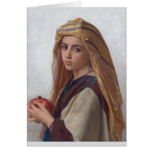 Cartão Rapariga com Pomegranato William-Adolphe Bouguerea