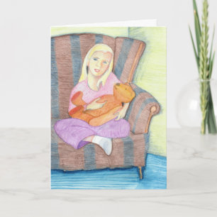 Cartão Rapariga com Urso de Teddy Só Um Que Você Prende