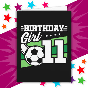 Cartão Rapariga de aniversário do 11 de futebol de 11 ano