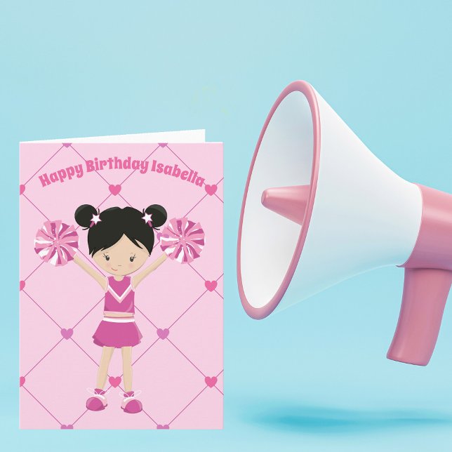 Cartão Rapariga de aniversário personalizada do Cheerlead (Criador carregado)