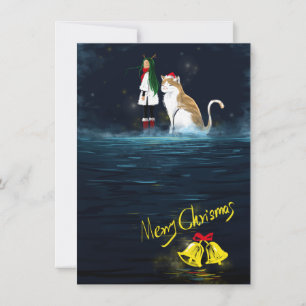 Cartão Rapariga de Reindeer Feliz Natal Feriado Mágico