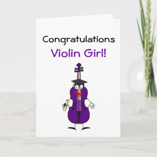Cartão Rapariga de Violino Formando (Roxo)
