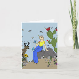 Cartão Rapariga do Deserto e Animais