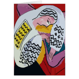 Cartão Rapariga no Tablet Abstrato, mATISSE STYLE