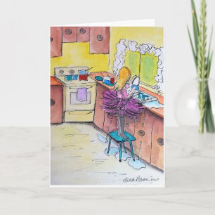 Cartão Rapariga num Tutu Rosa, Impressão de Pintura Folcl