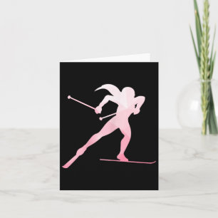 Cartão Rapariga Silhouette Cross Country Skiing Winter Sp
