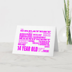 Cartão Raparigas 14 de Aniversário: Rosa Maior 14 Anos