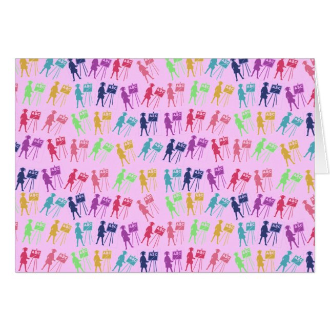 Cartão Raparigas De Escola Com Arco-Íris (Frente Horizontal)