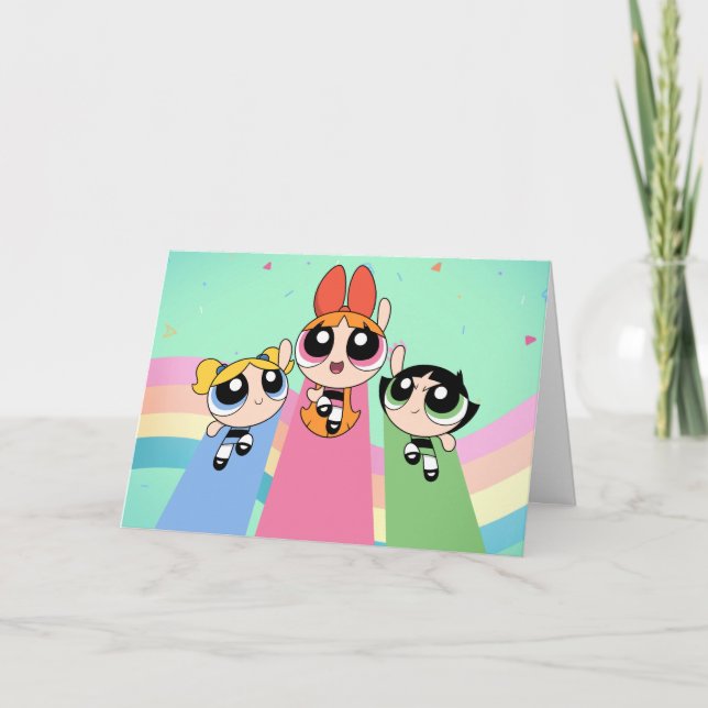 Cartão Raparigas Powerpuff Voam Alto (Frente)