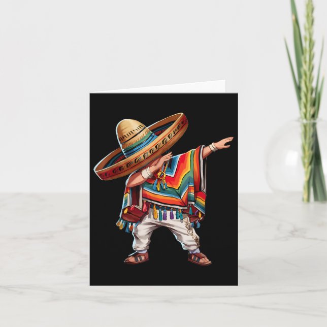 Cartão Rapaz Mexicano Dabbing Poncho Funny Cinco De Mayo  (Frente)