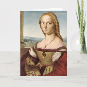 Cartão Raphael's Lady with a Unicorn Greeting Card