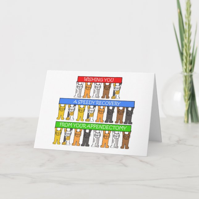 Cartão Rápida recuperação de appendectomia, Gatos. (Frente)