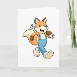 Cartão Raposa como Mecânico com Chave de Fenda