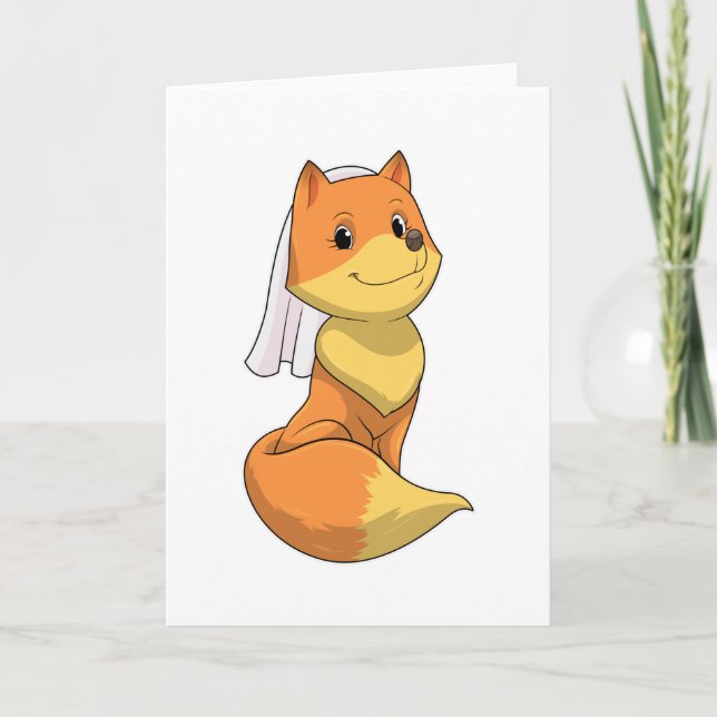 Cartão Raposa como Noiva com Véu (Frente)